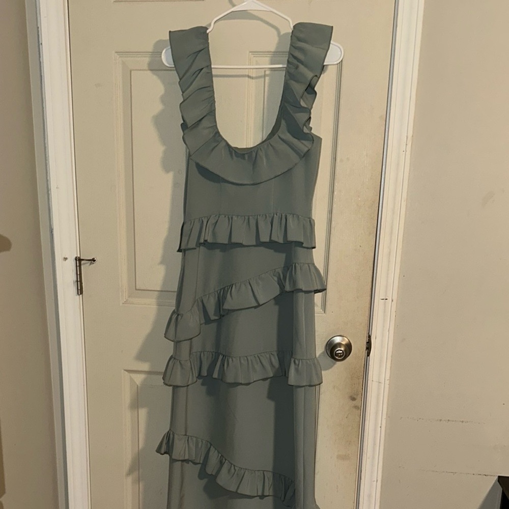 Show Me Your MuMu Blue Ruffled Tiered Sundress - Picture 2 of 6